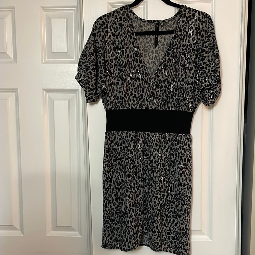 Leopard Print V-Neck Dress